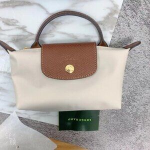 Longchamp Le Pliage Whirte Mini Canvas Tote Zipper Closure